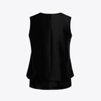 Black sleeveless top on a light gray background