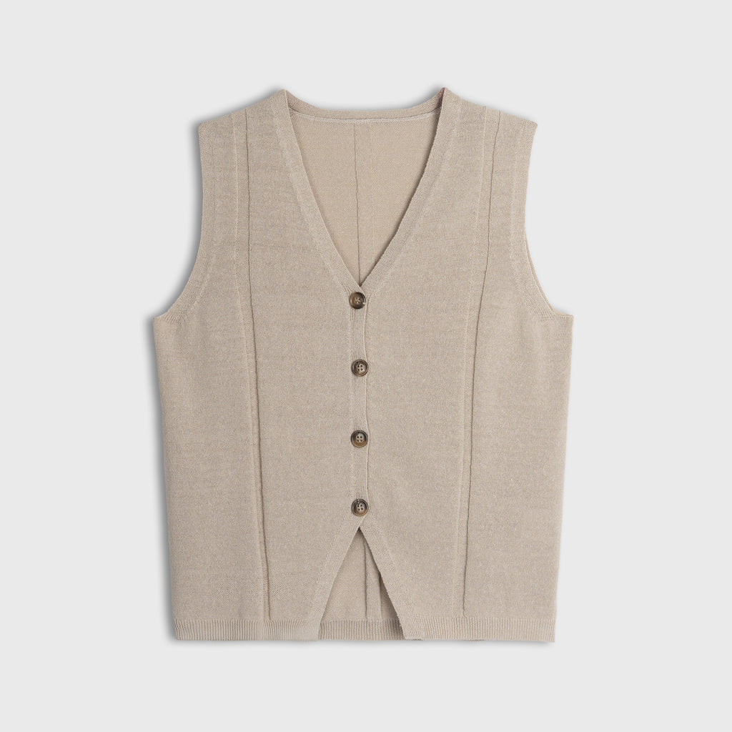 Calais Linen Cotton Blend Buttoned Vest