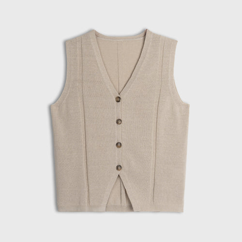 Calais Linen Cotton Blend Buttoned Vest