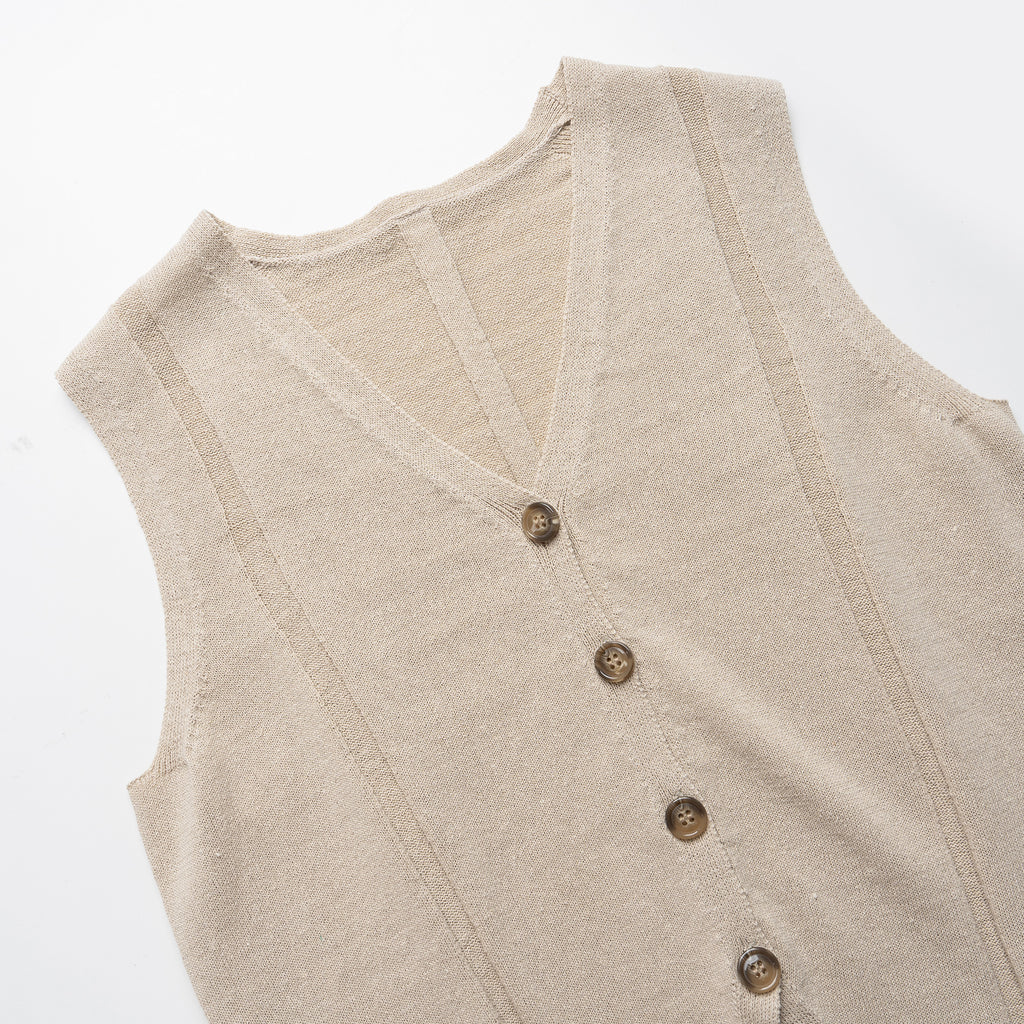 Calais Linen Cotton Blend Buttoned Vest