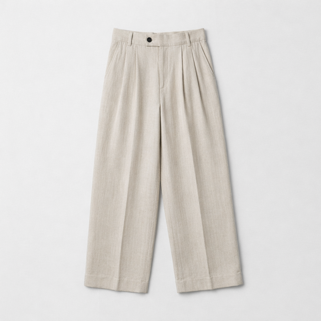 Arden Pleated Hemp-Cotton Trousers