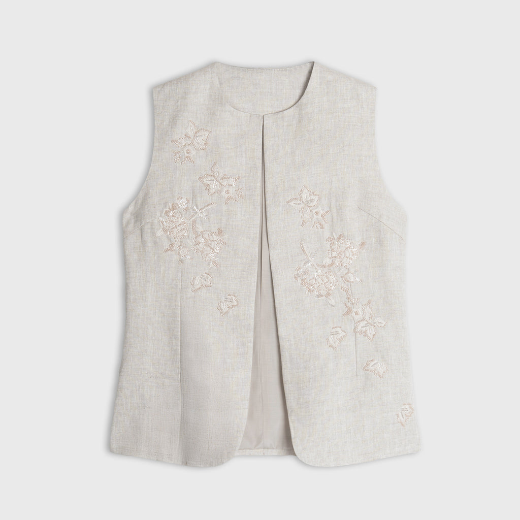 Éclat Beaded Linen Vest