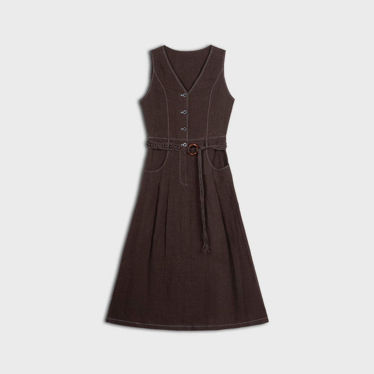 Élan Linen Belted Dress