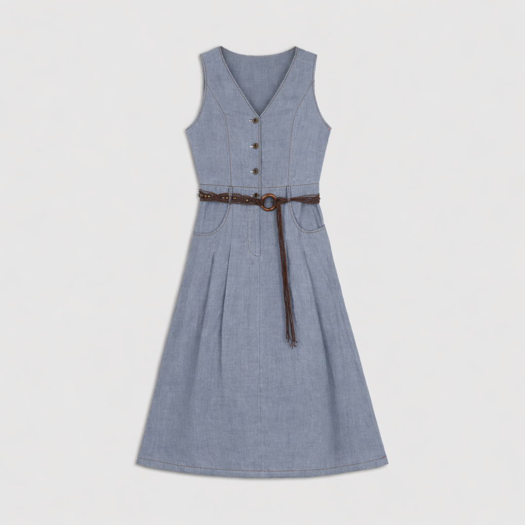 Élan Linen Belted Dress