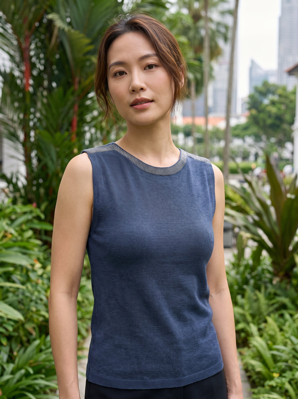Eliose Beaded Wool-Silk Sleeveless Knit Top