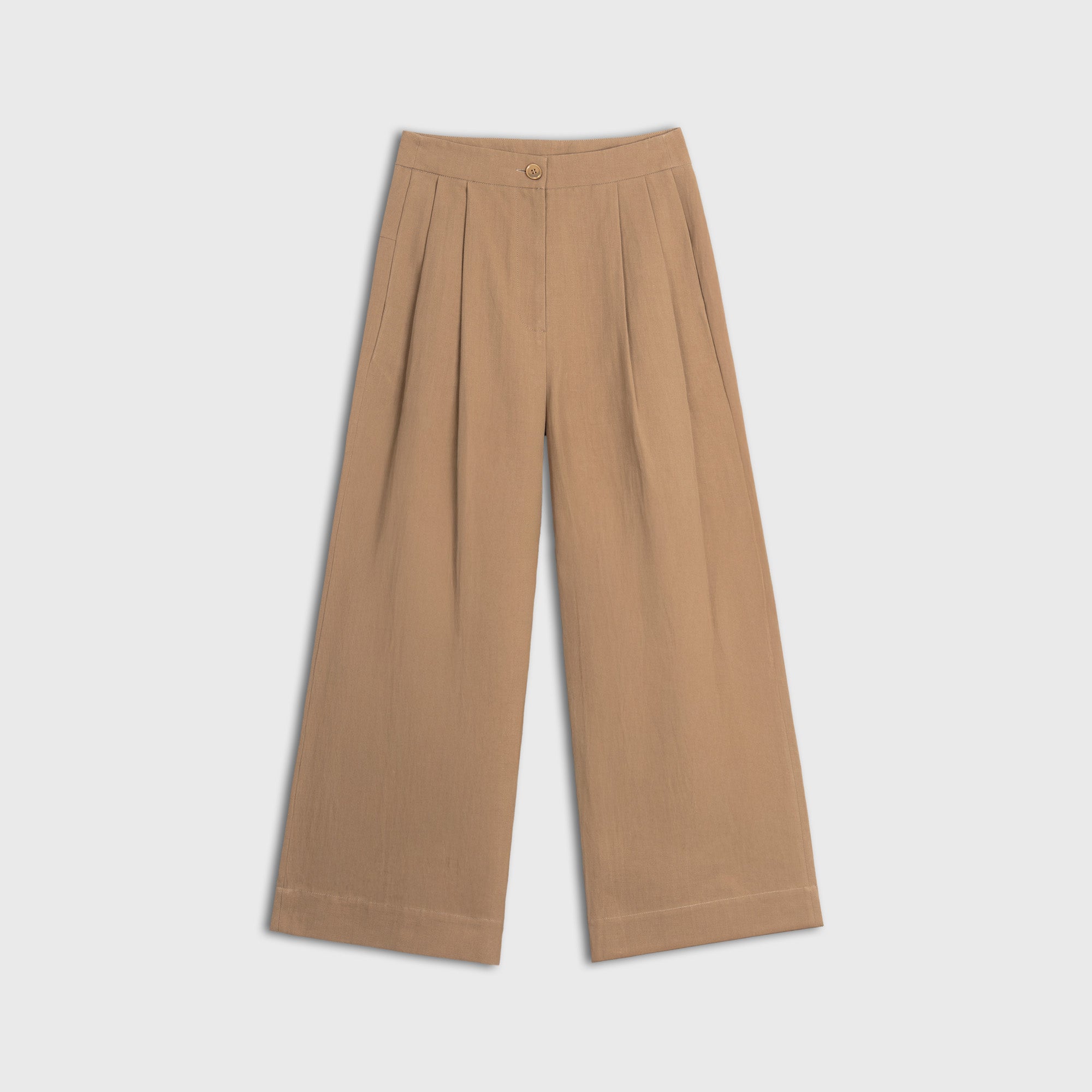 Hemp Cotton Pleated Wide-Leg Trouser