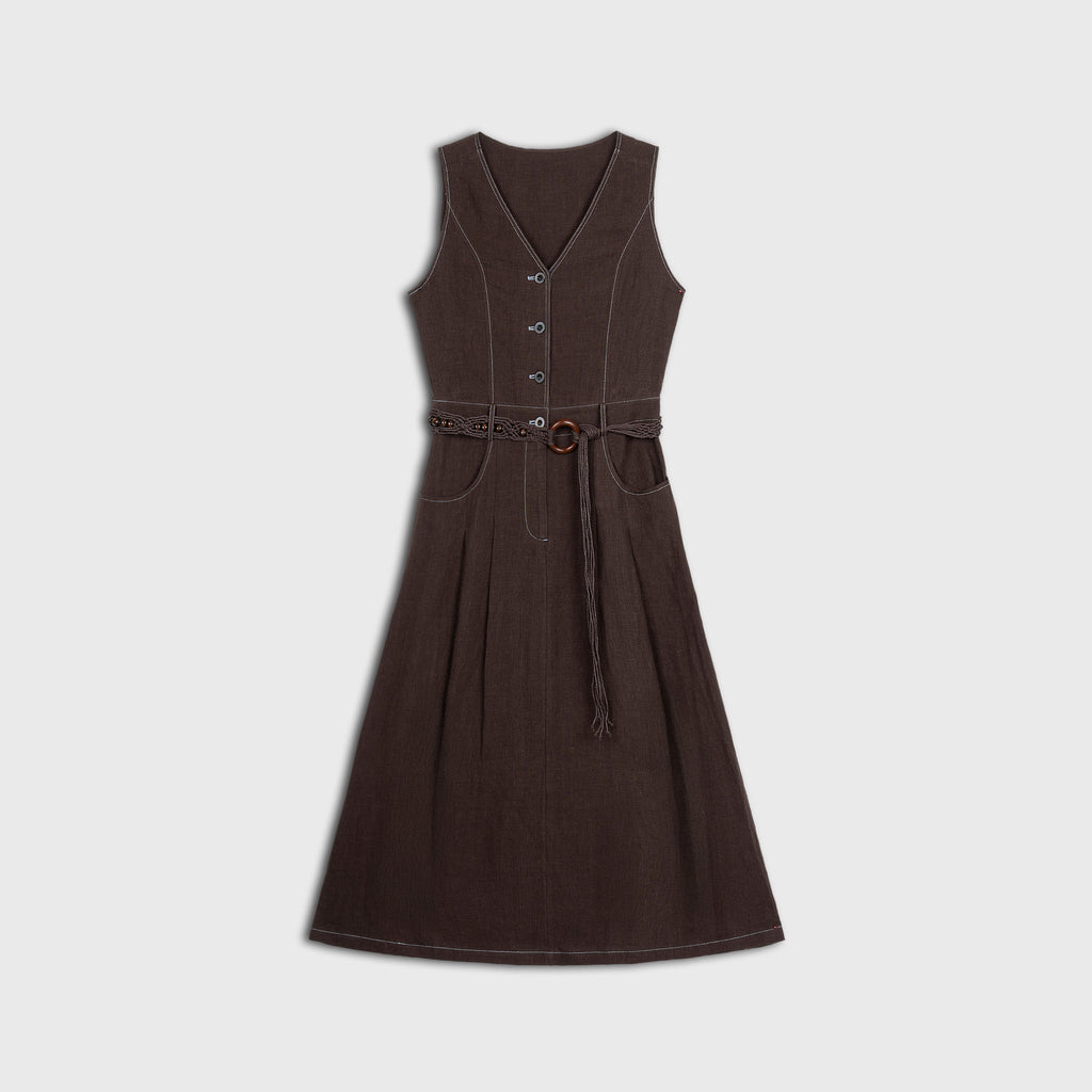 Élan Linen Belted Dress