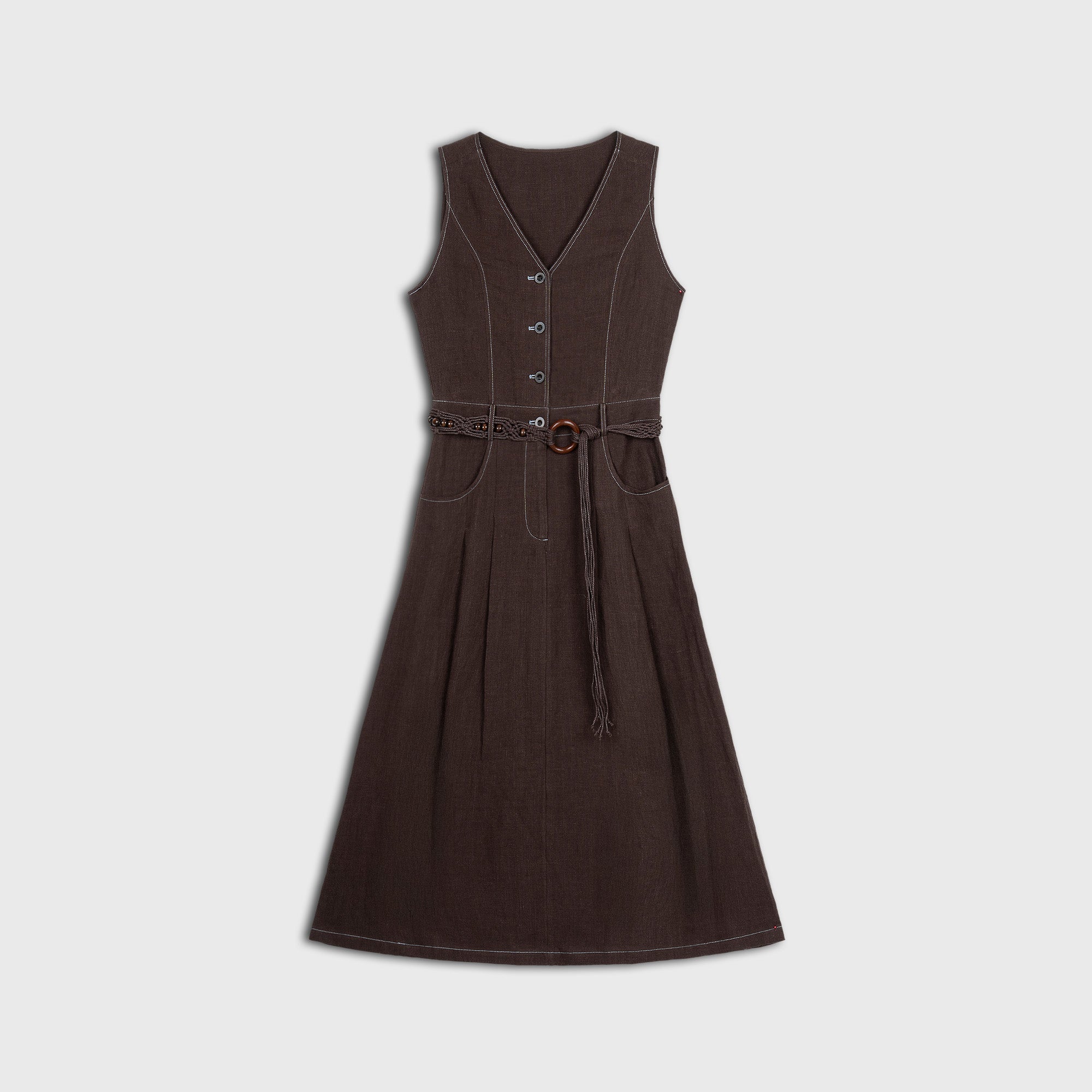 Élan Linen Belted Dress