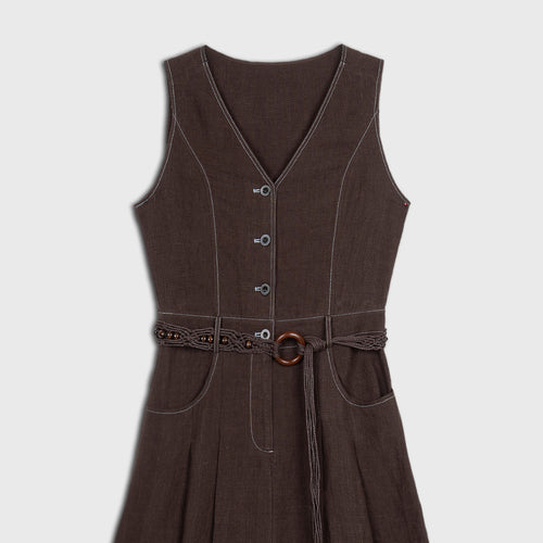 Élan Linen Belted Dress