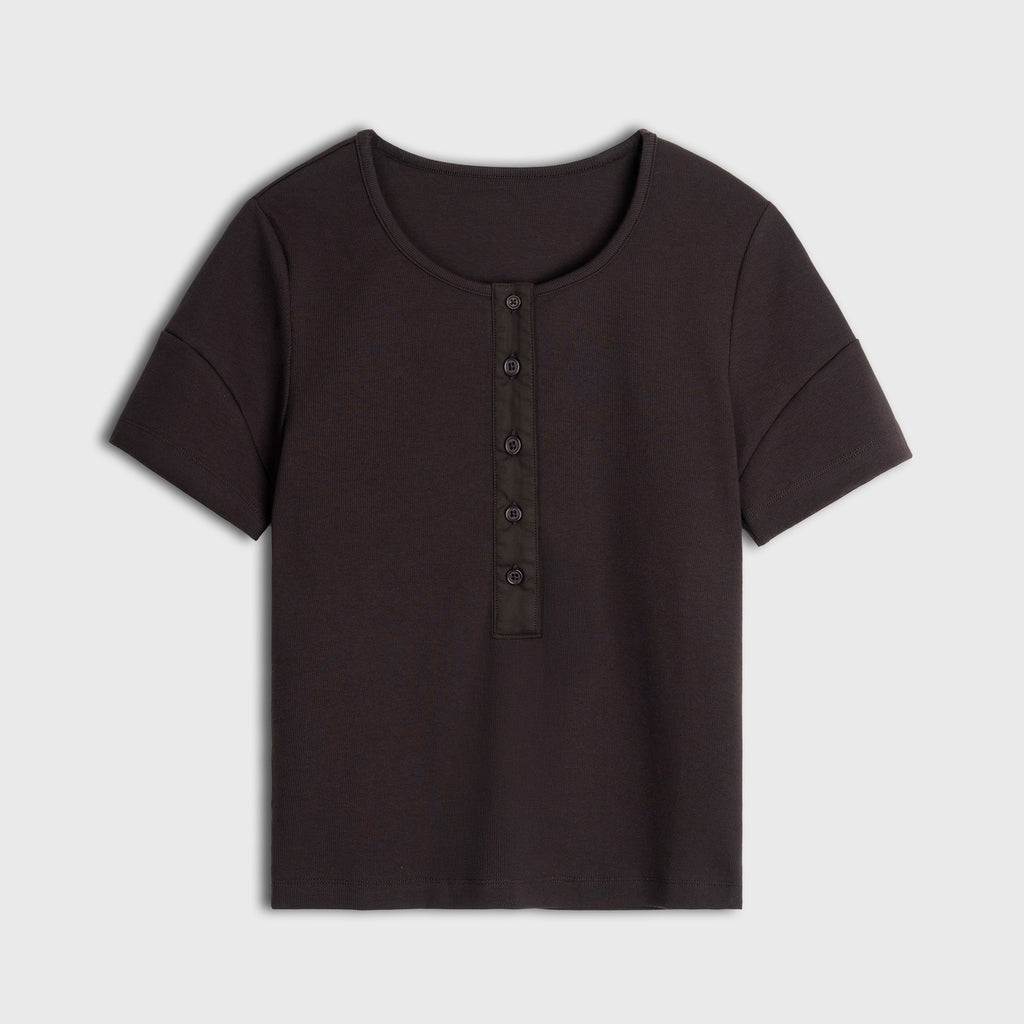Sculpted Henley Cotton Tee
