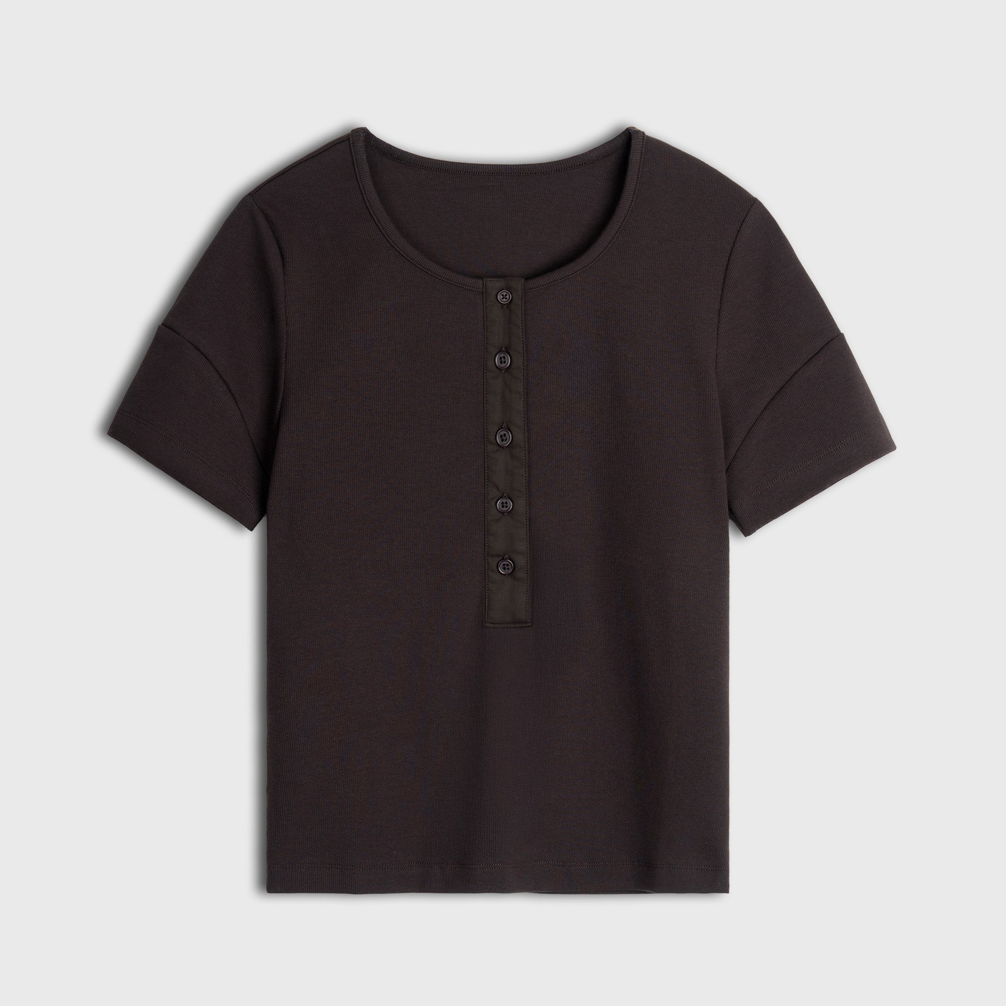 Sculpted Henley Cotton Tee