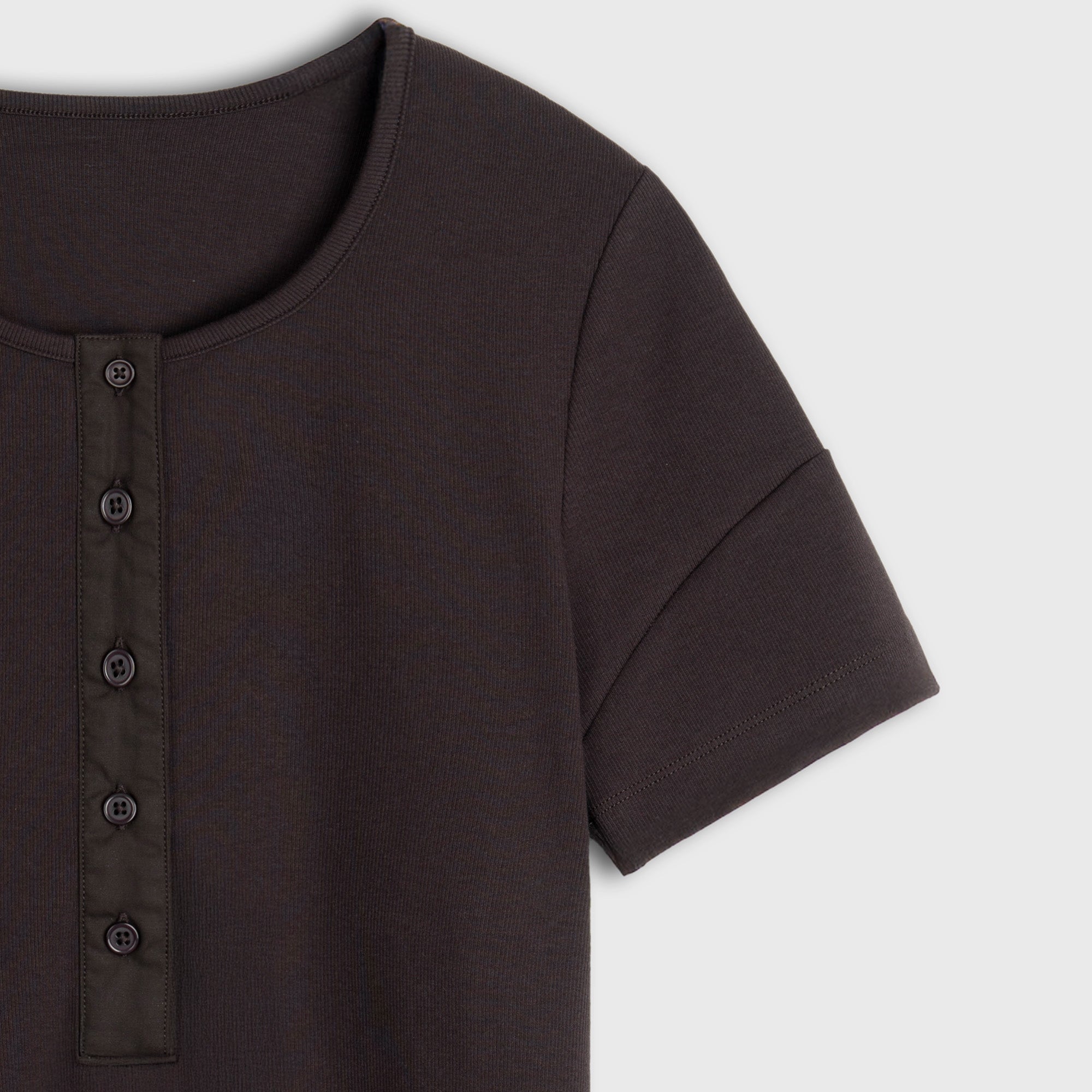 Sculpted Henley Cotton Tee