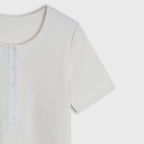 Heavy Rib Henley Tee – Cotton Scoop Neck