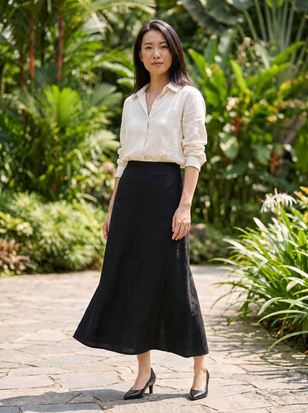 Leah Linen Column Skirt