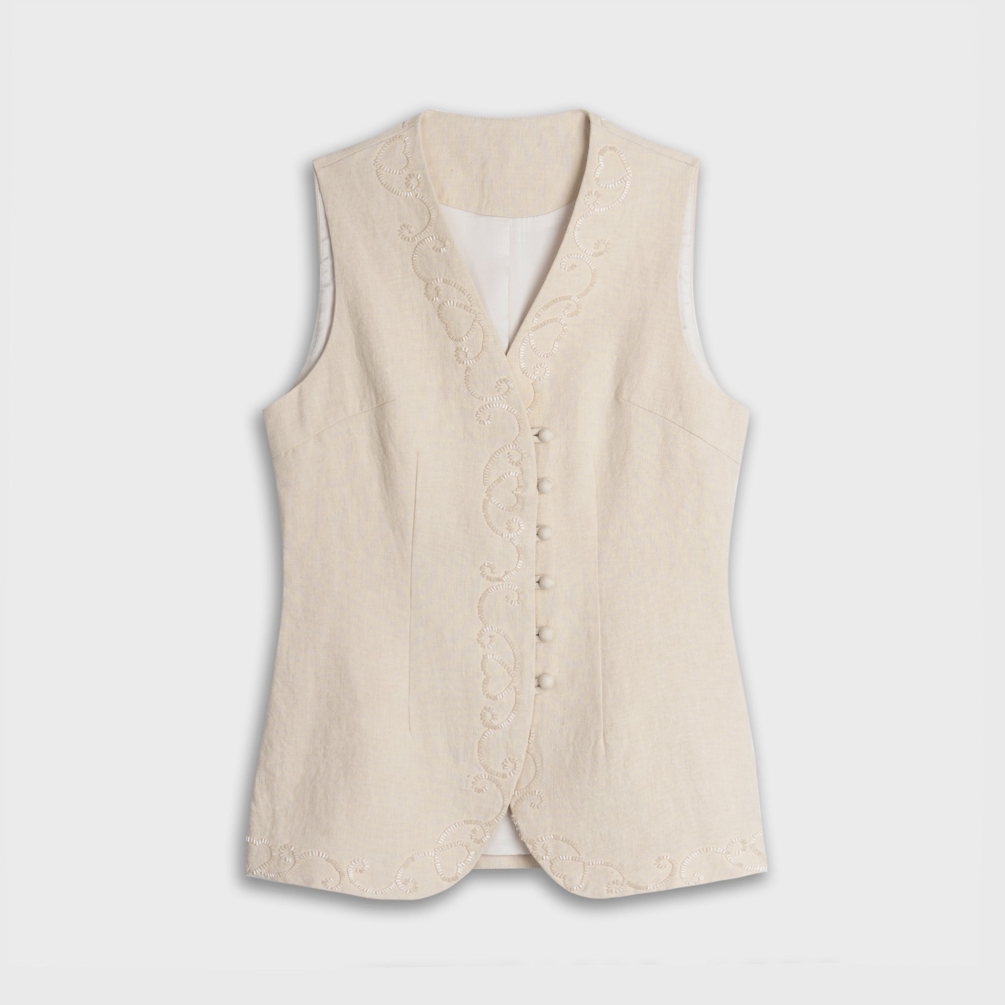 Beige vest on a light gray background
