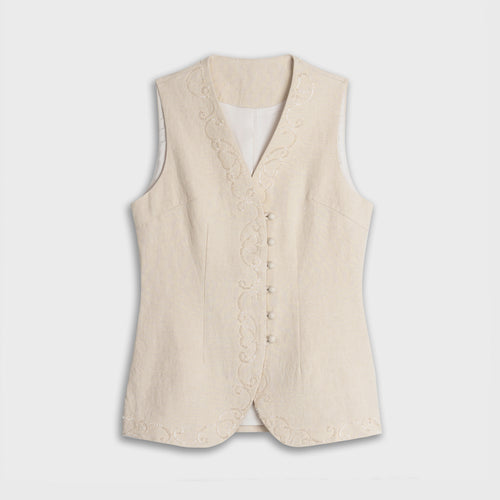 Beige vest on a light gray background
