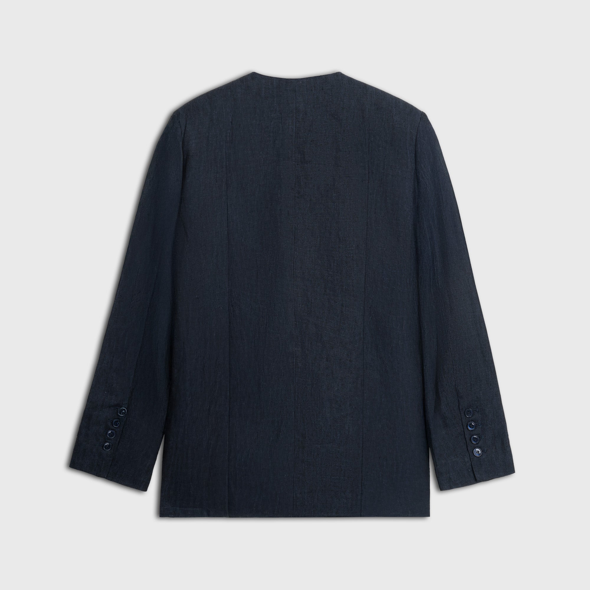 Dark blue jacket on a light gray background