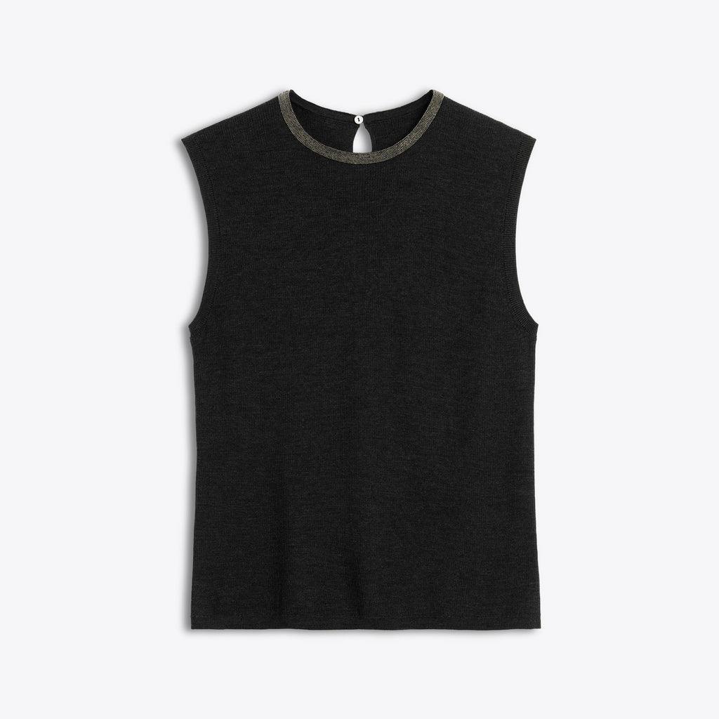 The Astra Wool-Silk Knit Beaded Top