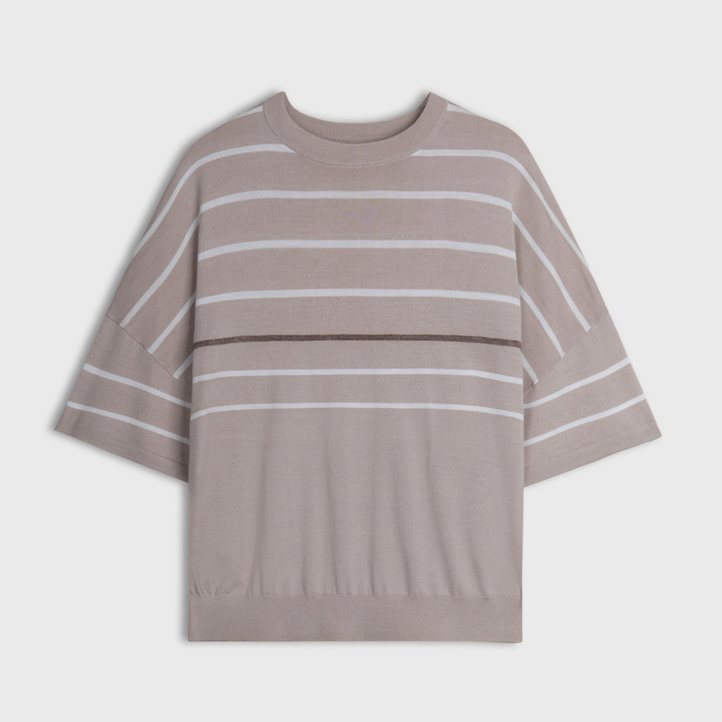 Soft Horizon Stripe Wool Silk Knit Top