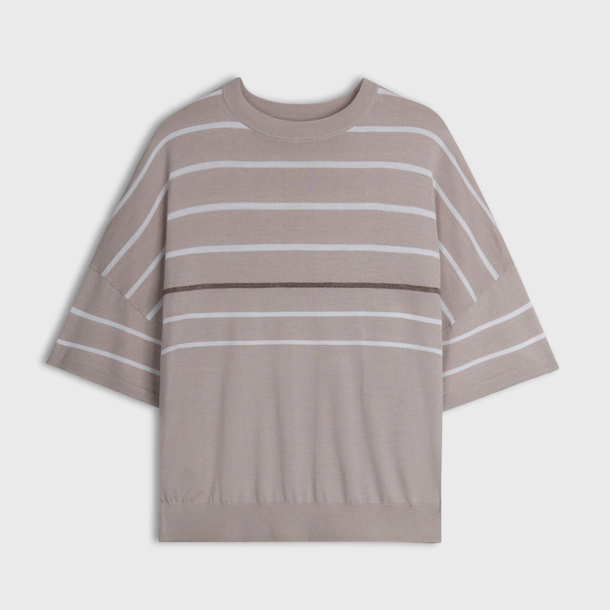 Soft Horizon Stripe Wool Silk Knit Top