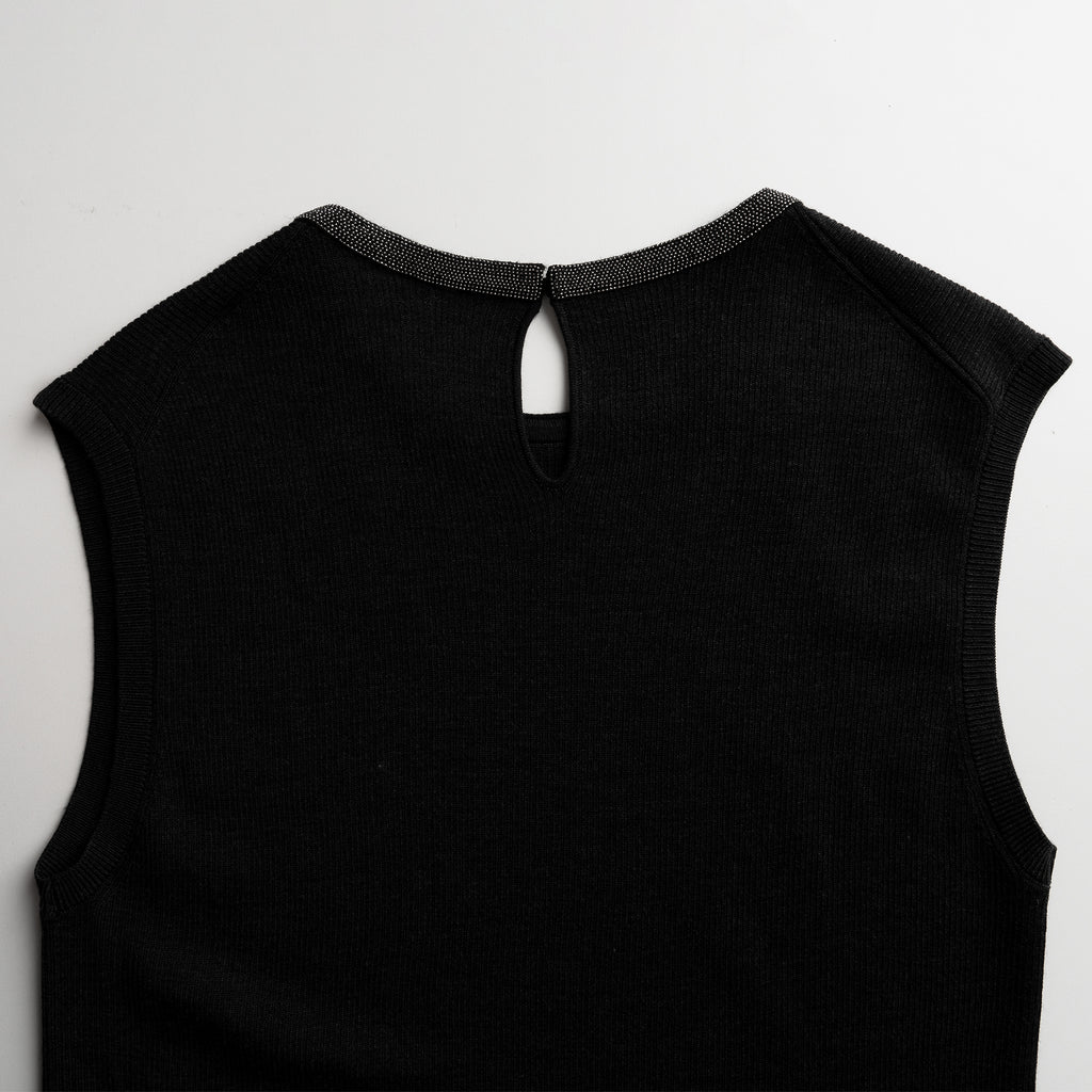 The Astra Wool-Silk Knit Beaded Top