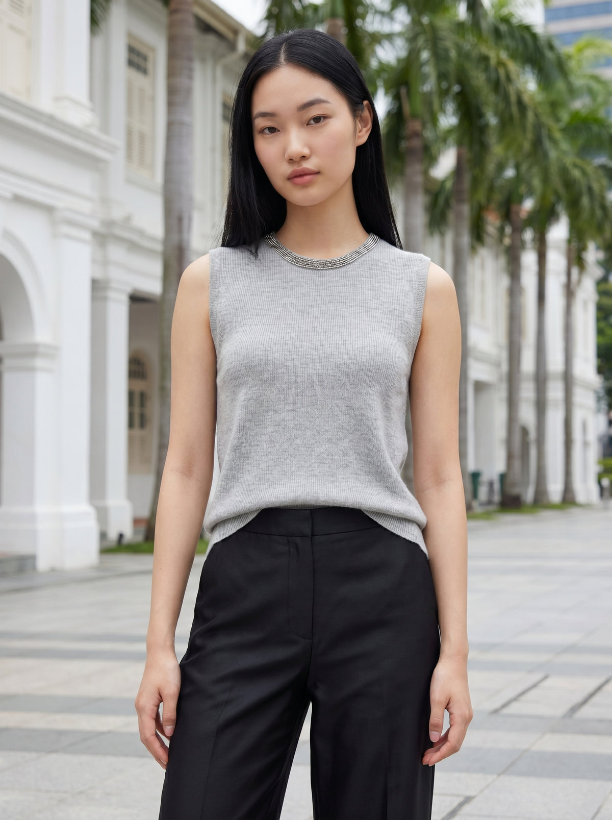 The Astra Wool-Silk Knit Beaded Top