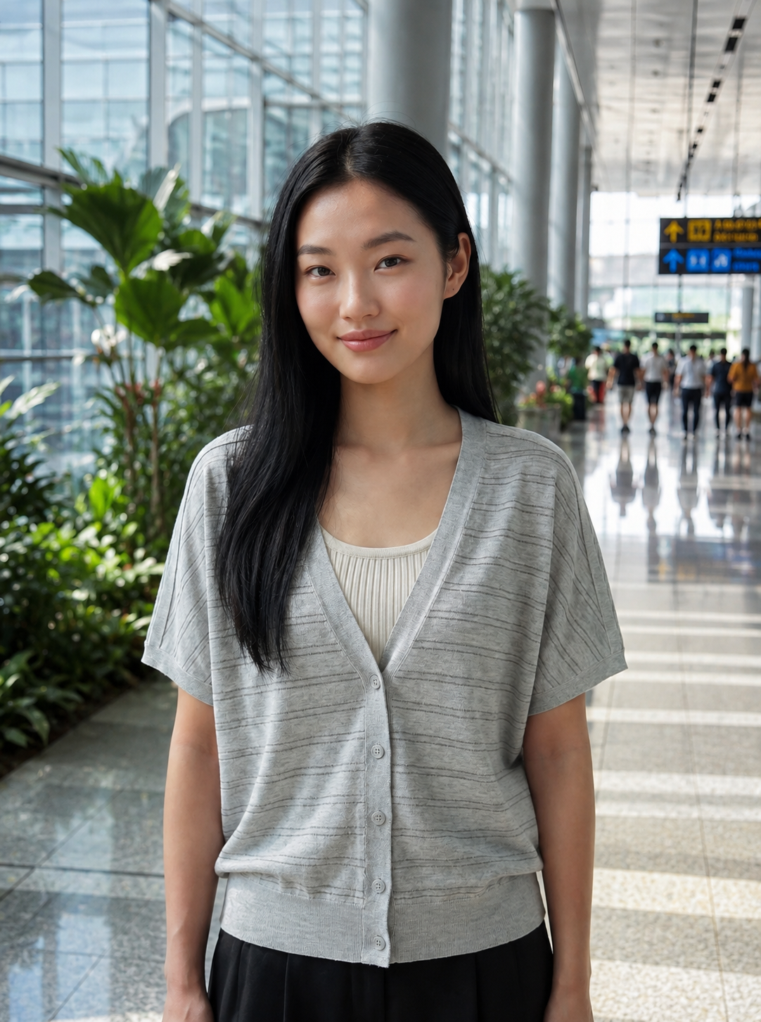 The Élan Wool–Silk V-Neck Knit Cardigan