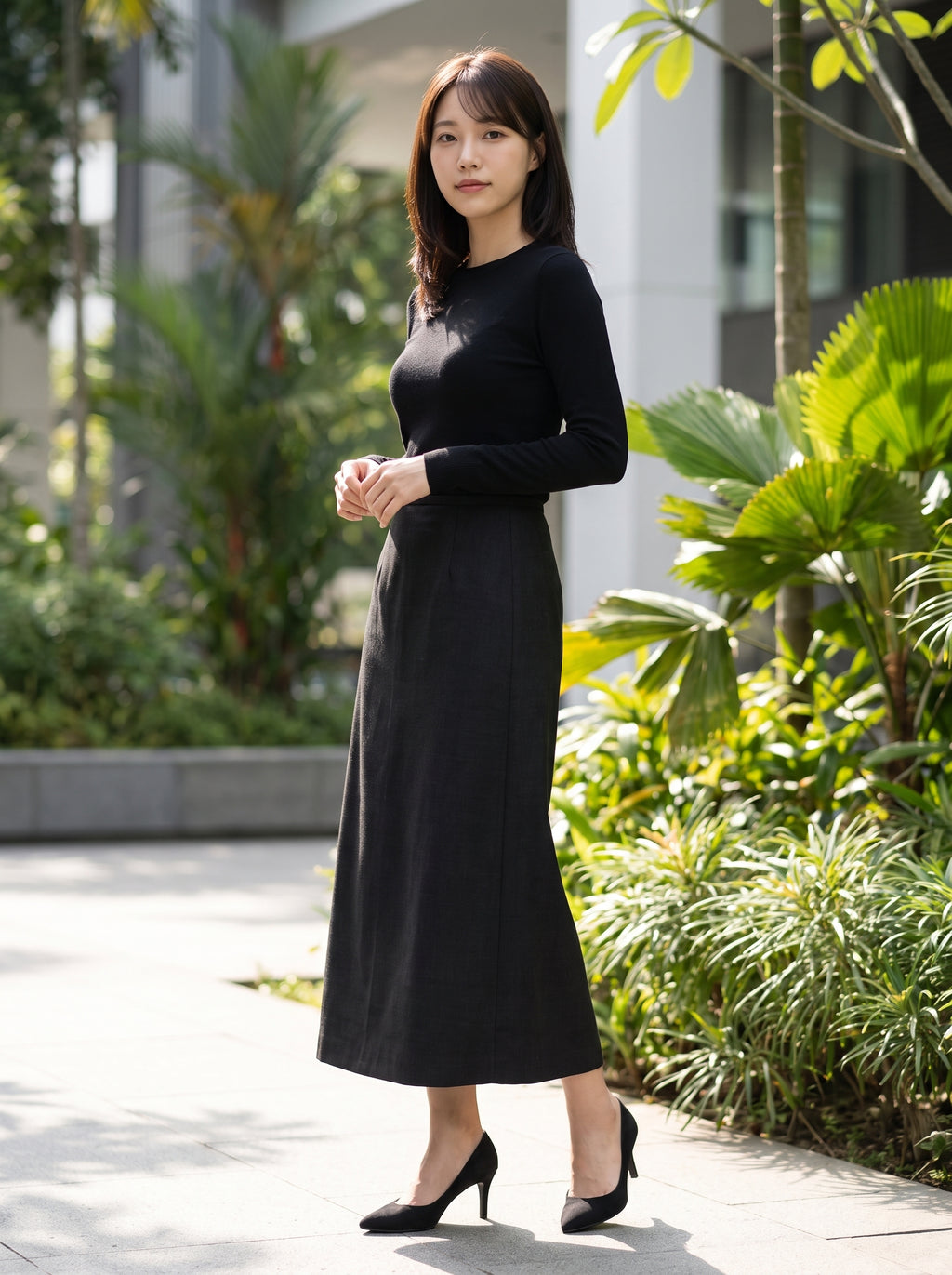 The Noir Column Wool Skirt