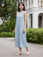 The Serene Button-Back Lyocell Shift Dress
