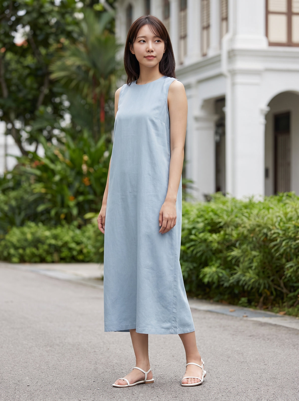 The Serene Button-Back Lyocell Shift Dress
