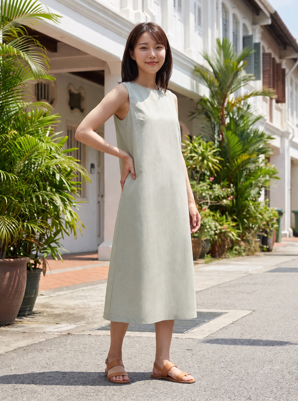 The Serene Button-Back Lyocell Shift Dress