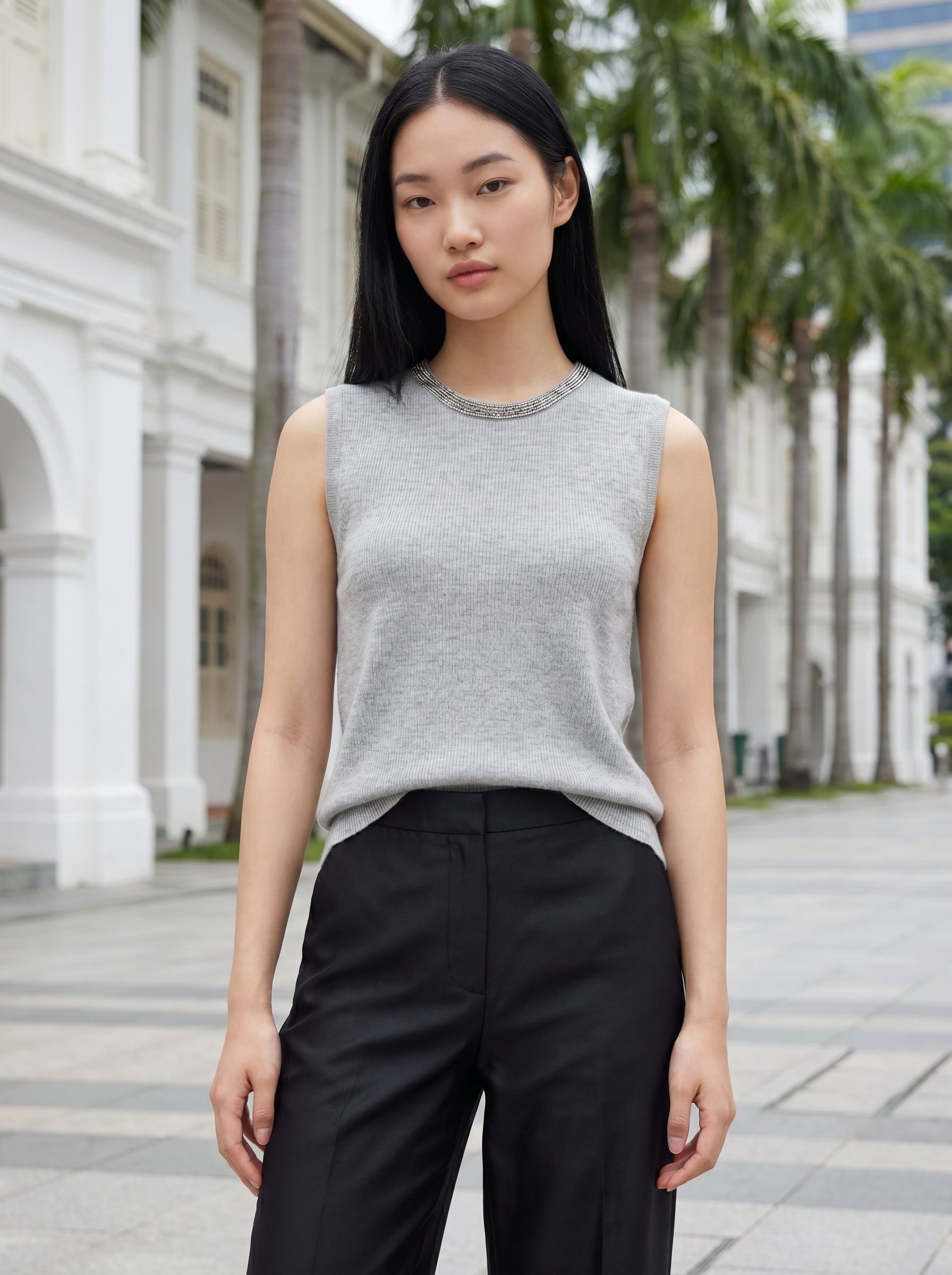 The Astra Wool-Silk Knit Beaded Top