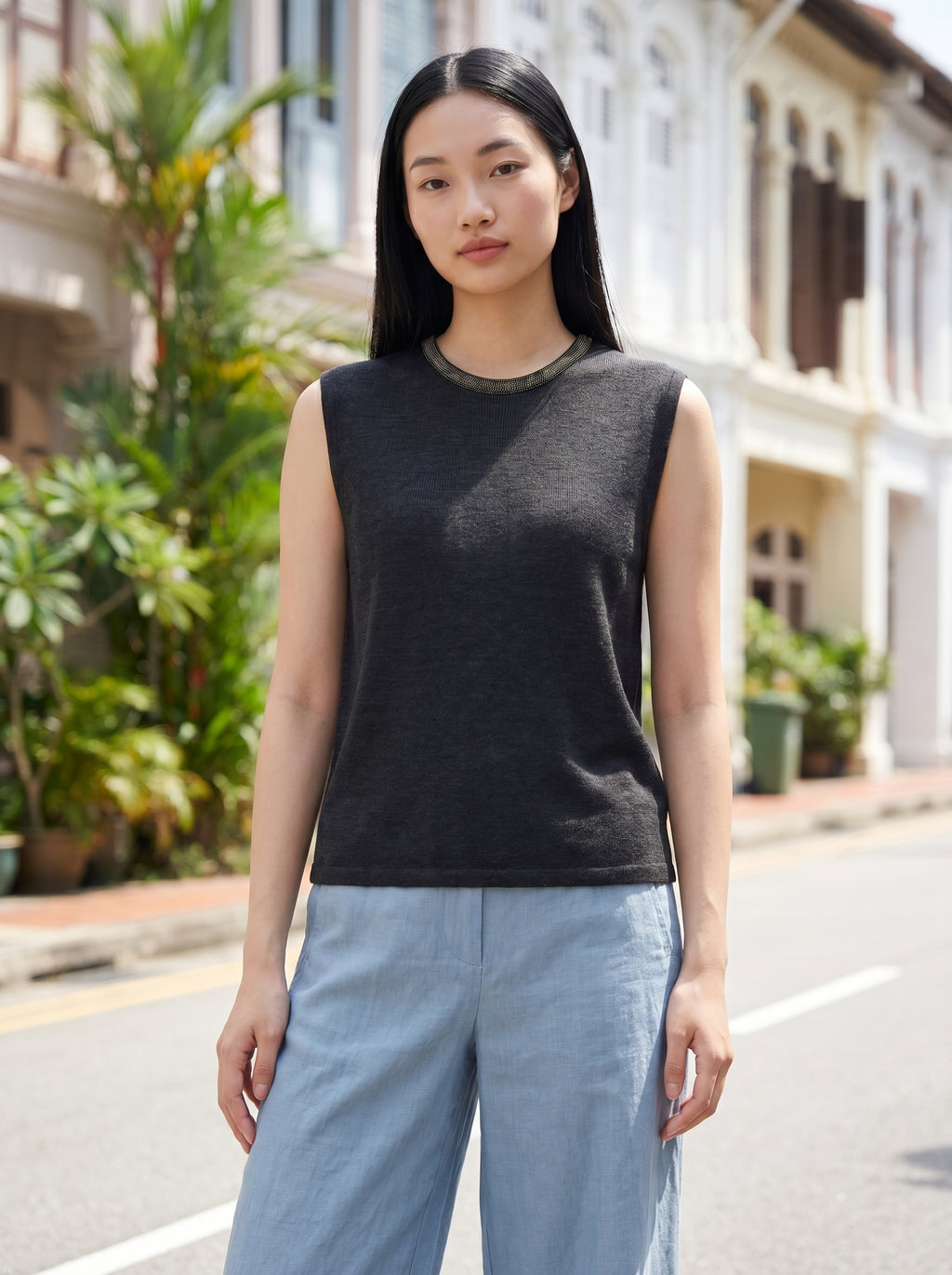 The Astra Wool-Silk Knit Beaded Top