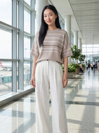 Soft Horizon Stripe Wool Silk Knit Top