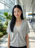 The Élan Wool–Silk V-Neck Knit Cardigan