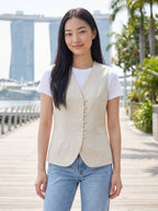 Élise Embroidered Linen Vest