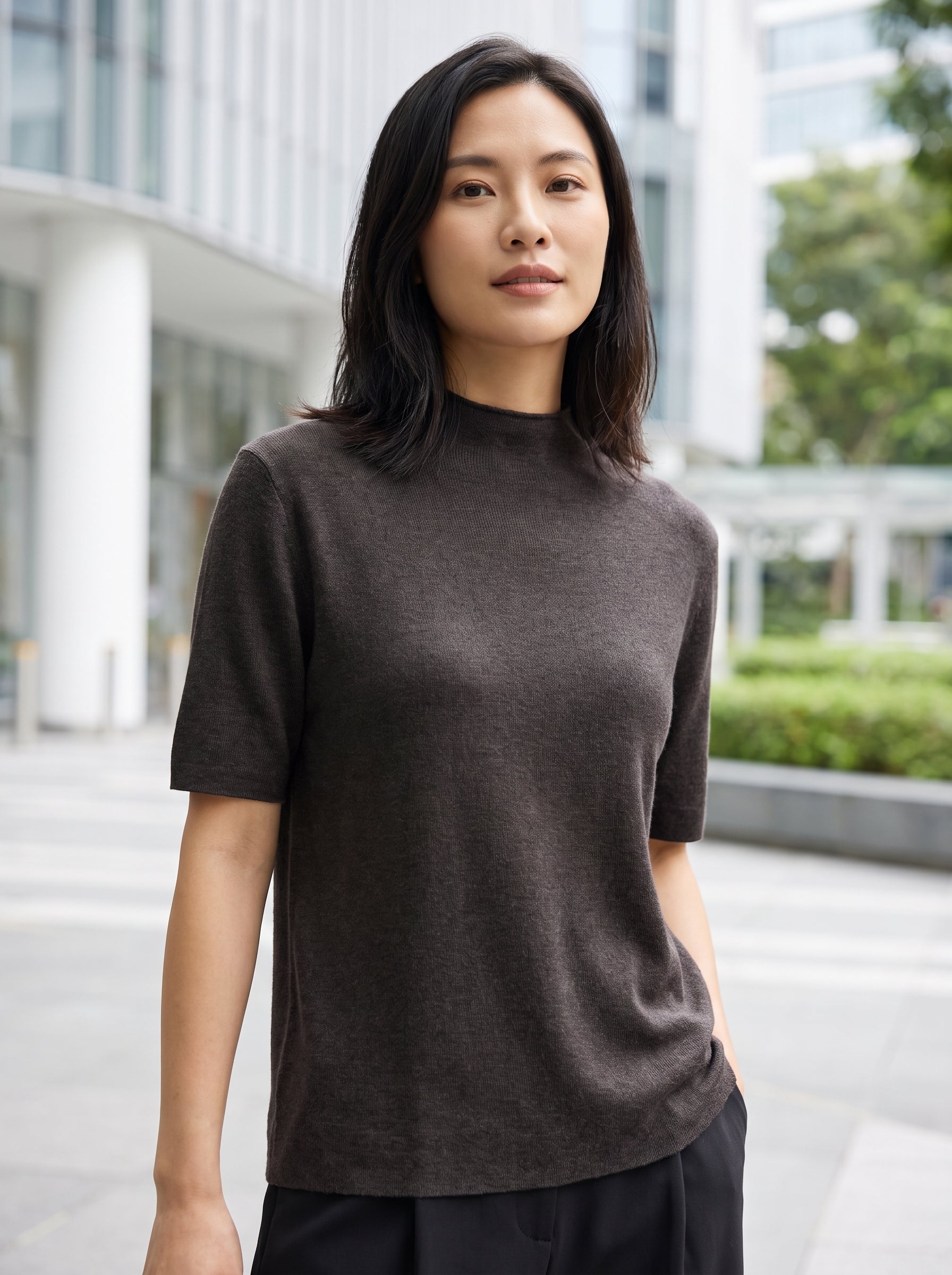 The Espresso Mock Neck Knit Top