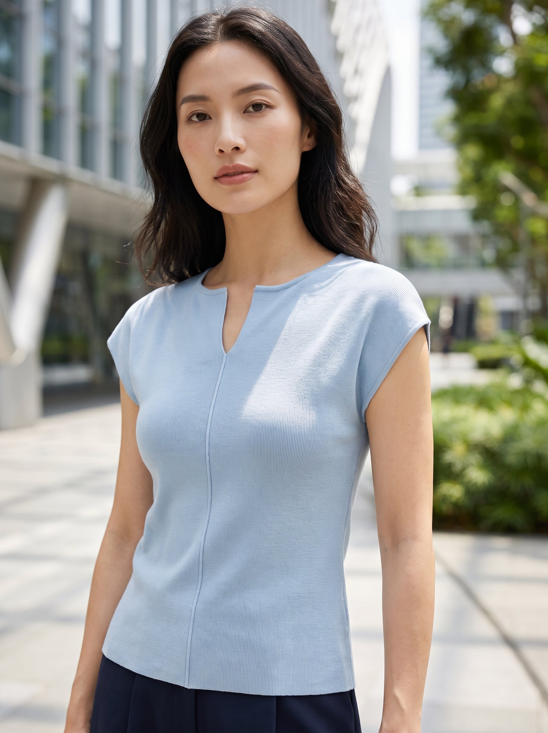 Celeste Split-Neck Knit Top