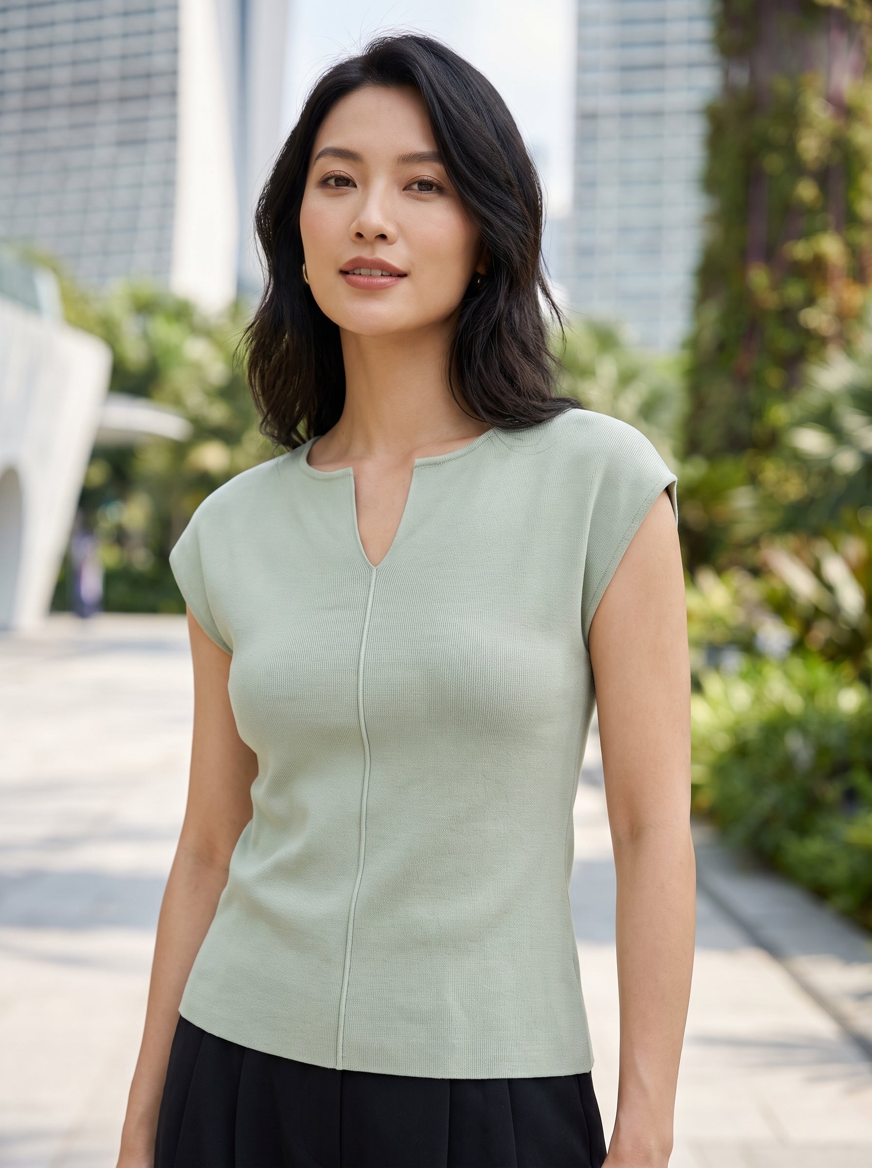 Celeste Split-Neck Knit Top