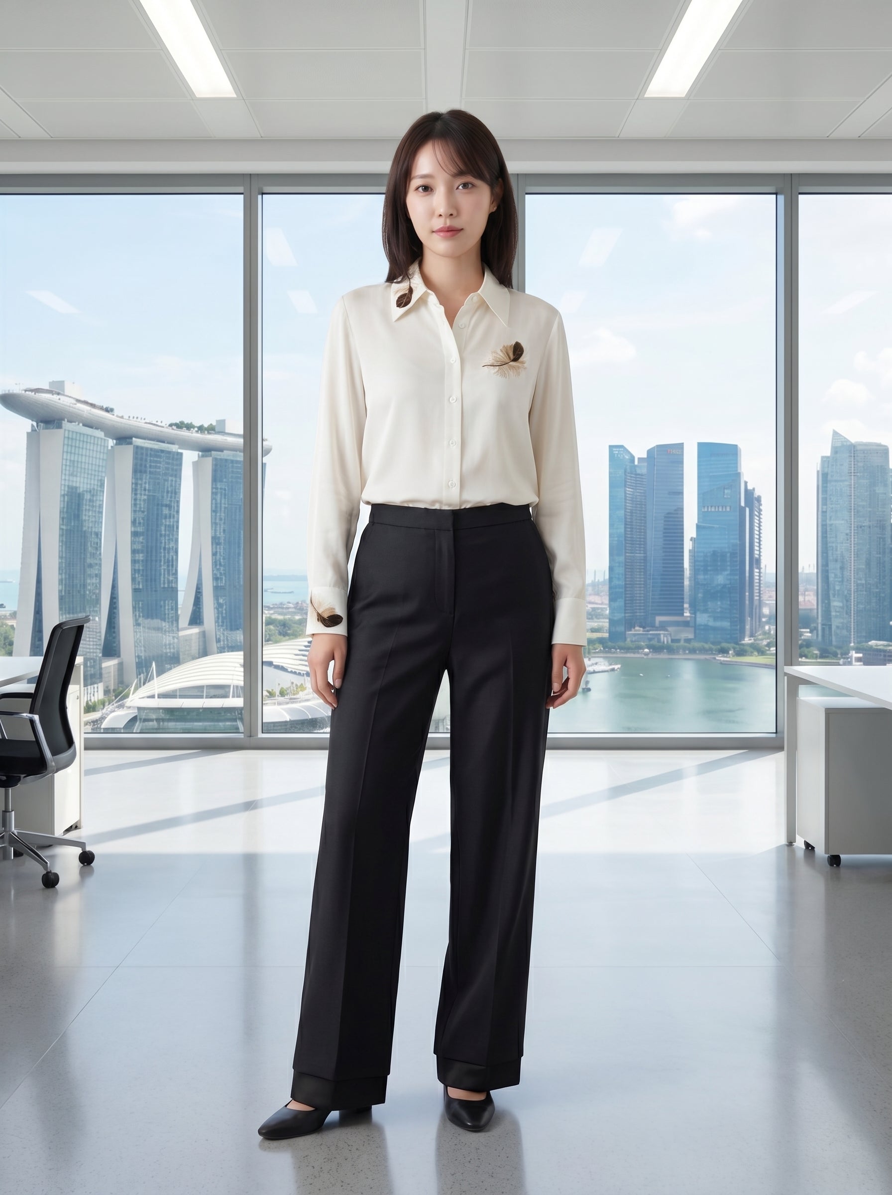 Noir Contrast-Hem Tailored Trousers