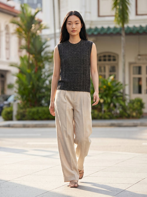 Arden Pleated Hemp-Cotton Trousers