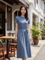 Linea Belted Wool-Blend Knit Dress