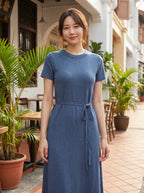 Linea Belted Wool-Blend Knit Dress