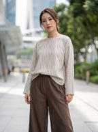 Elara Tie-Neck Stripe Blouse
